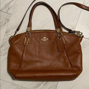 Coach cognac brown leather cross body bag